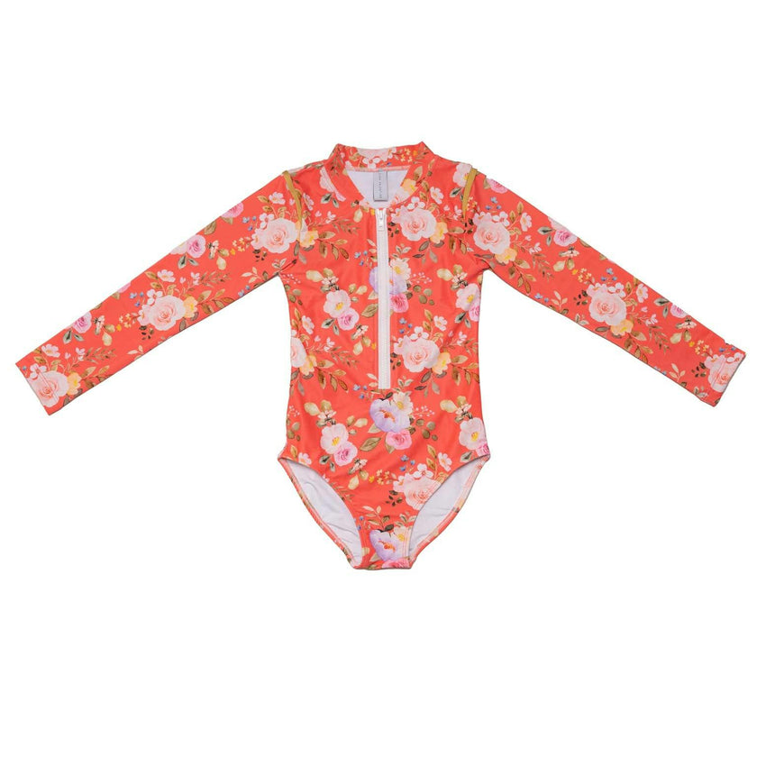 Long Sleeve Zip One Piece Swimsuit