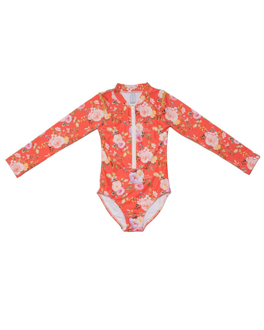 Long Sleeve Zip One Piece Swimsuit