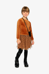 Bi-Material Dress Brown