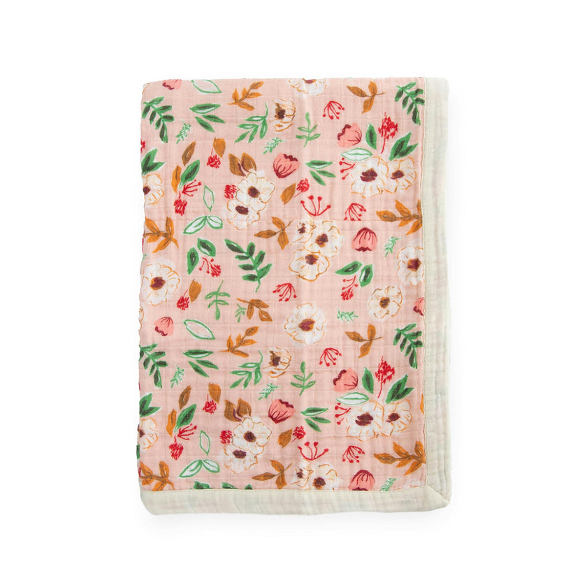 Cotton Muslin Baby Quilt - Vintage Floral