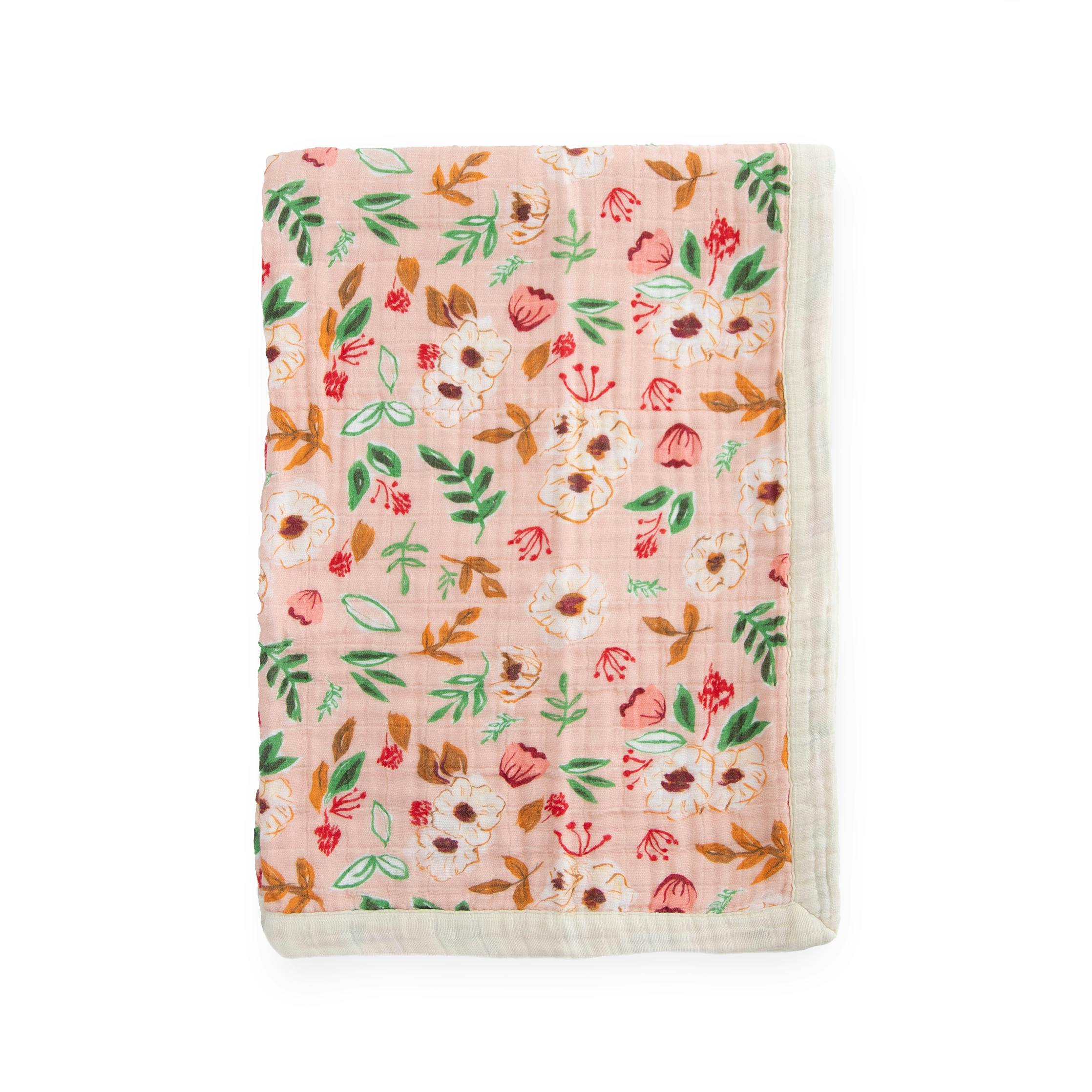 Cotton Muslin Baby Quilt - Vintage Floral