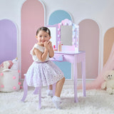 Stardust Gisele Wood Vanity Table with LED Mirror & Drawer