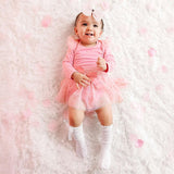 Flocked Heart Tiered Long Sleeve Tutu Bodysuit