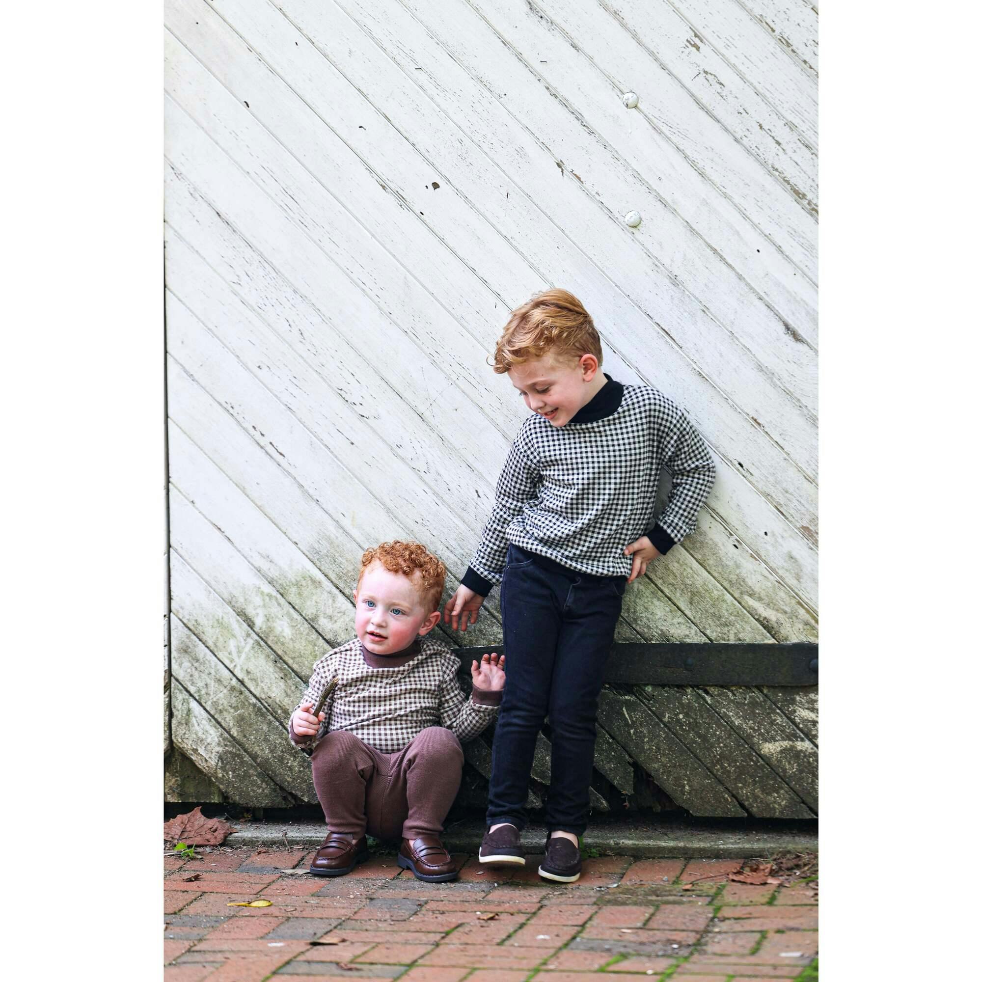 Kids Unisex Soft Gingham Neck Sweatshirt & Legging Set