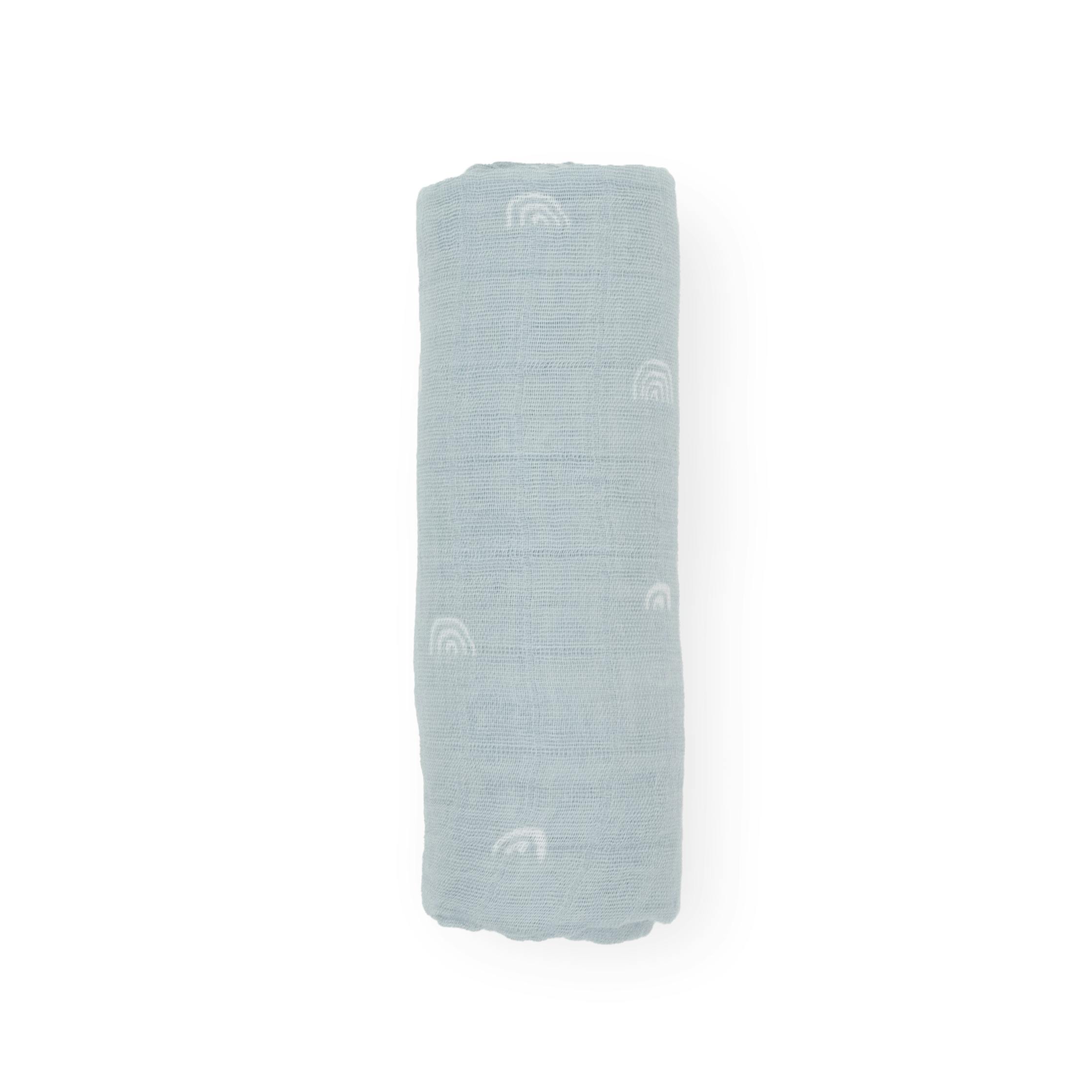 Cotton Muslin Swaddle Blanket - Blue Rainbow