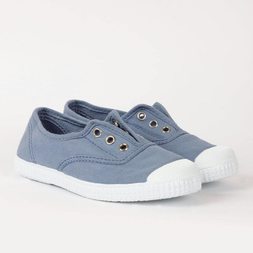 Hampton Canvas Plum Plimsolls in Steel Blue