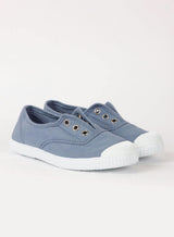 Hampton Canvas Plum Plimsolls in Steel Blue