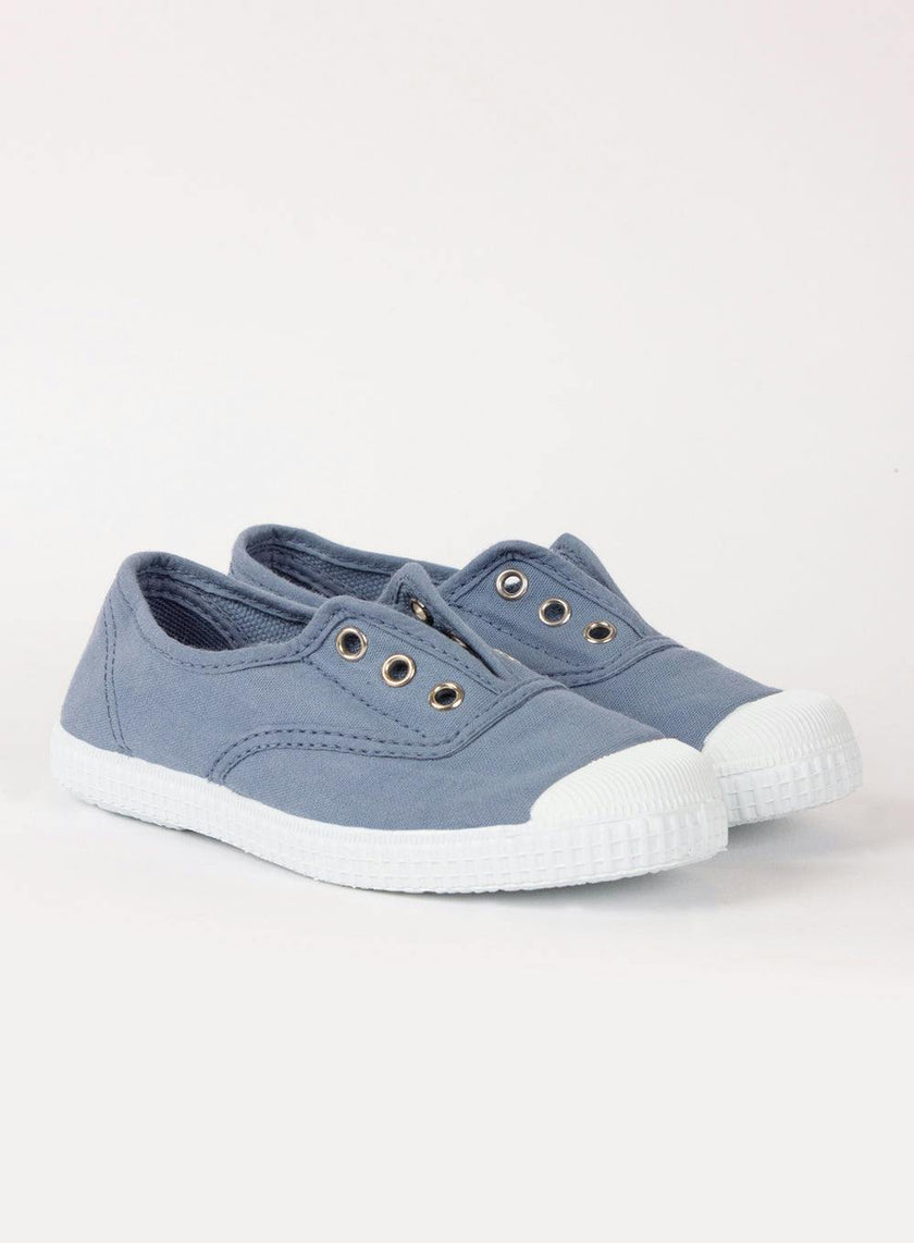 Hampton Canvas Plum Plimsolls in Steel Blue