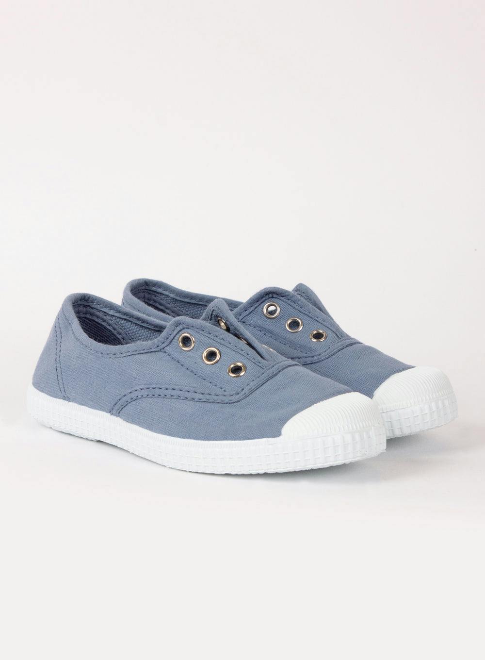 Hampton Canvas Plum Plimsolls in Steel Blue