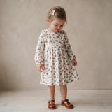 Organic Long Sleeve Ruffle -V- Dress - Winter Berry