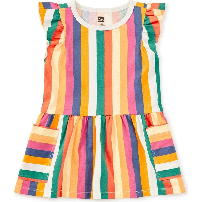 Flutter Sleeve Pocket Dress, Orange