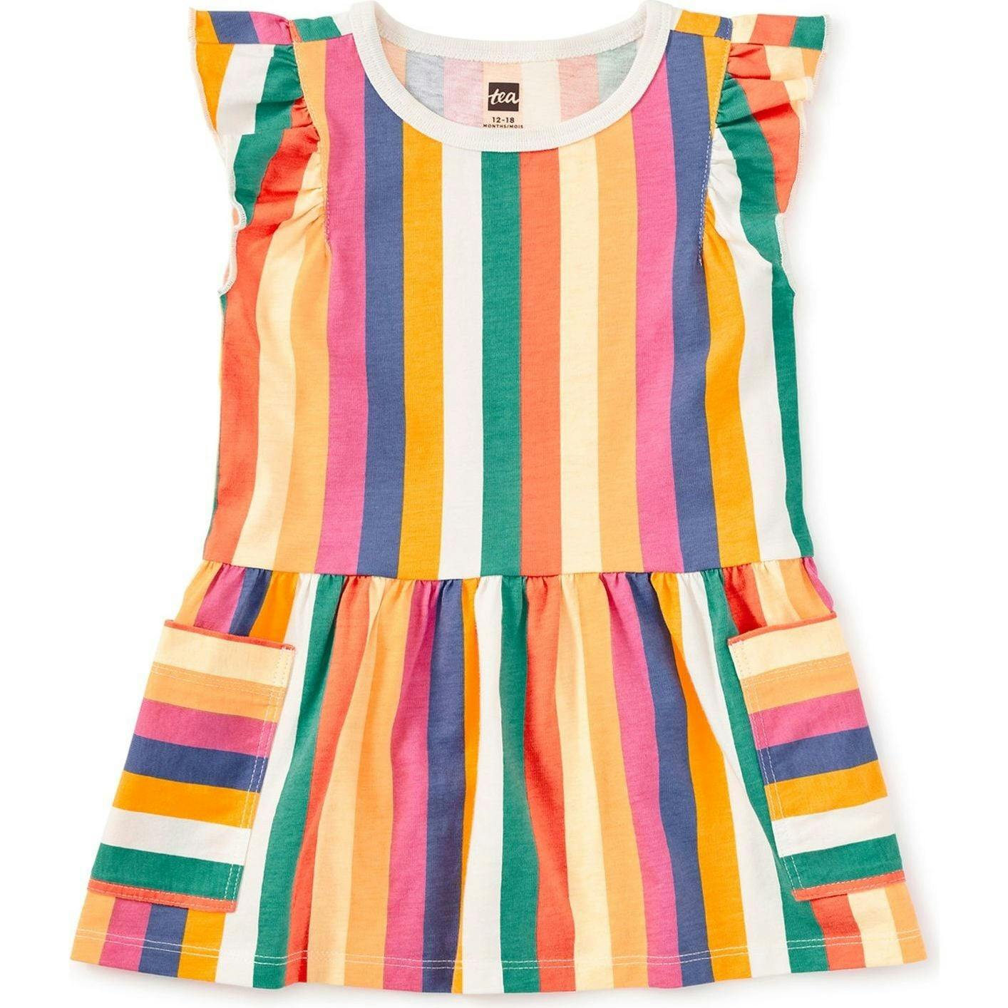 Flutter Sleeve Pocket Dress, Orange