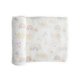 Deluxe Muslin Swaddle Blanket - Rainbows & Raindrops