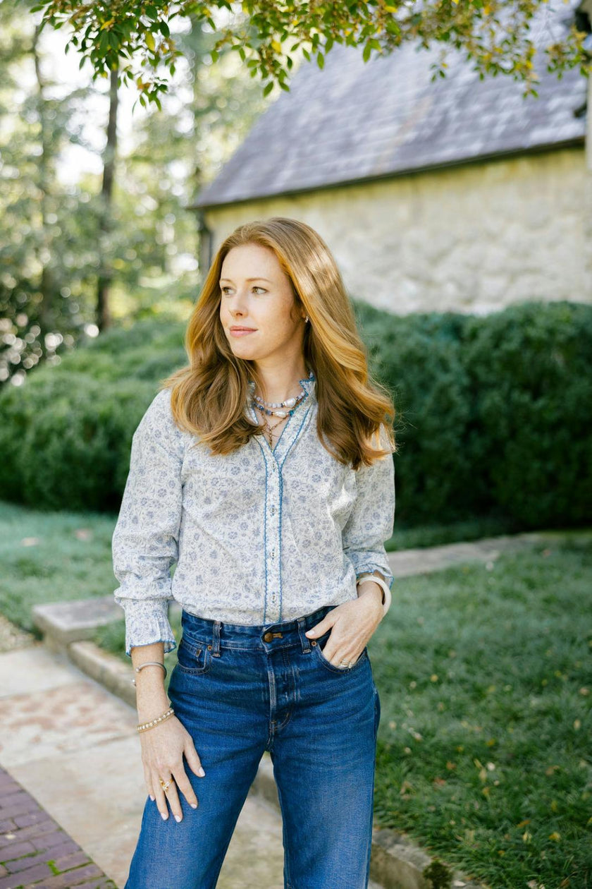 Harper Top in Floral Blues