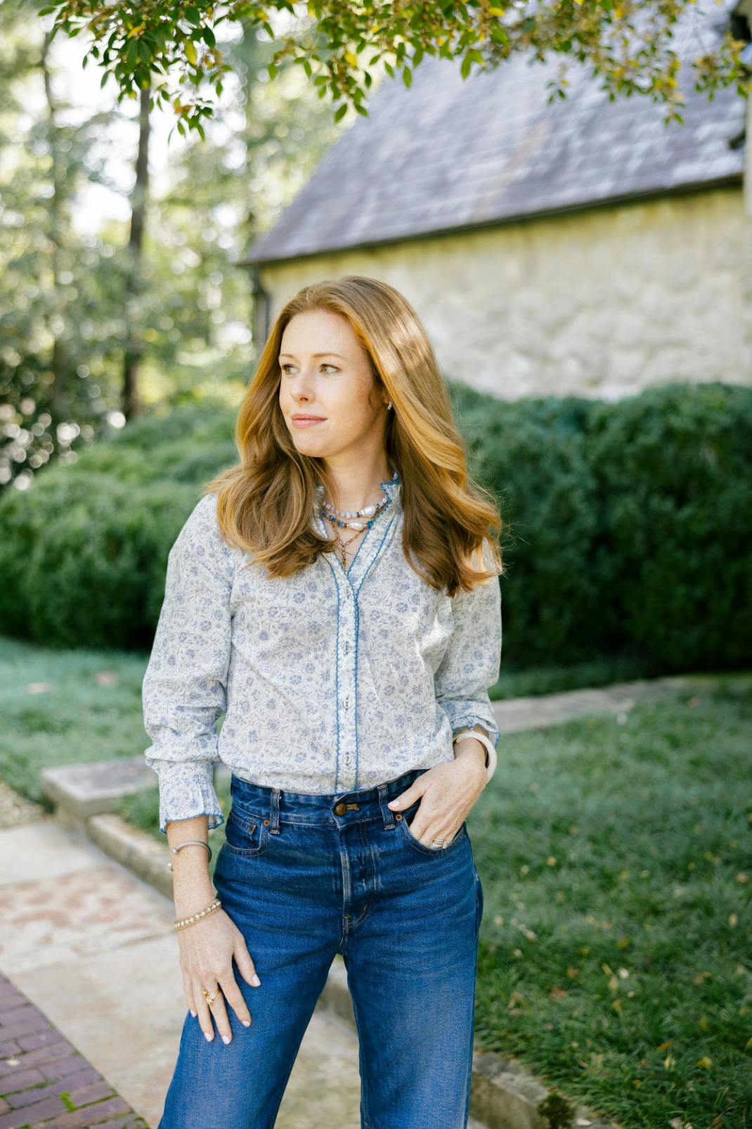 Harper Top in Floral Blues