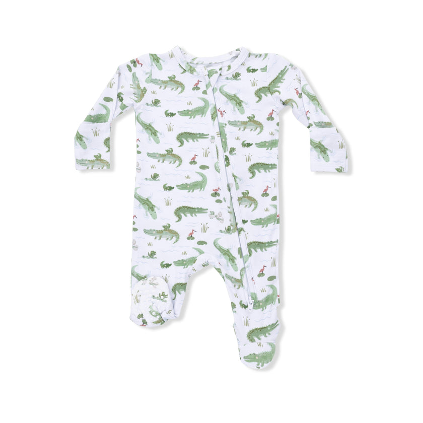 Crayon Alligators - 2 Way Zipper Footie