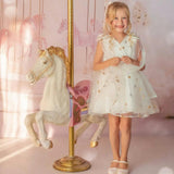 Stardust Embroidered White Tulle Party Dress