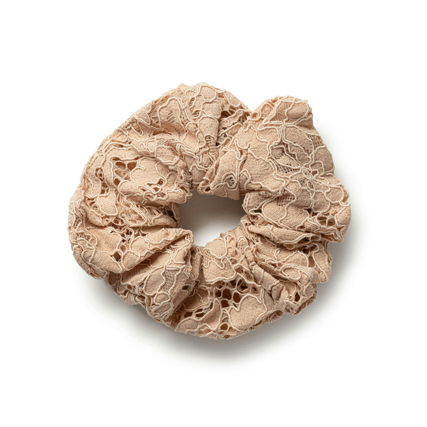 Halo Luxe Evelina Lace Scrunchie - Beige