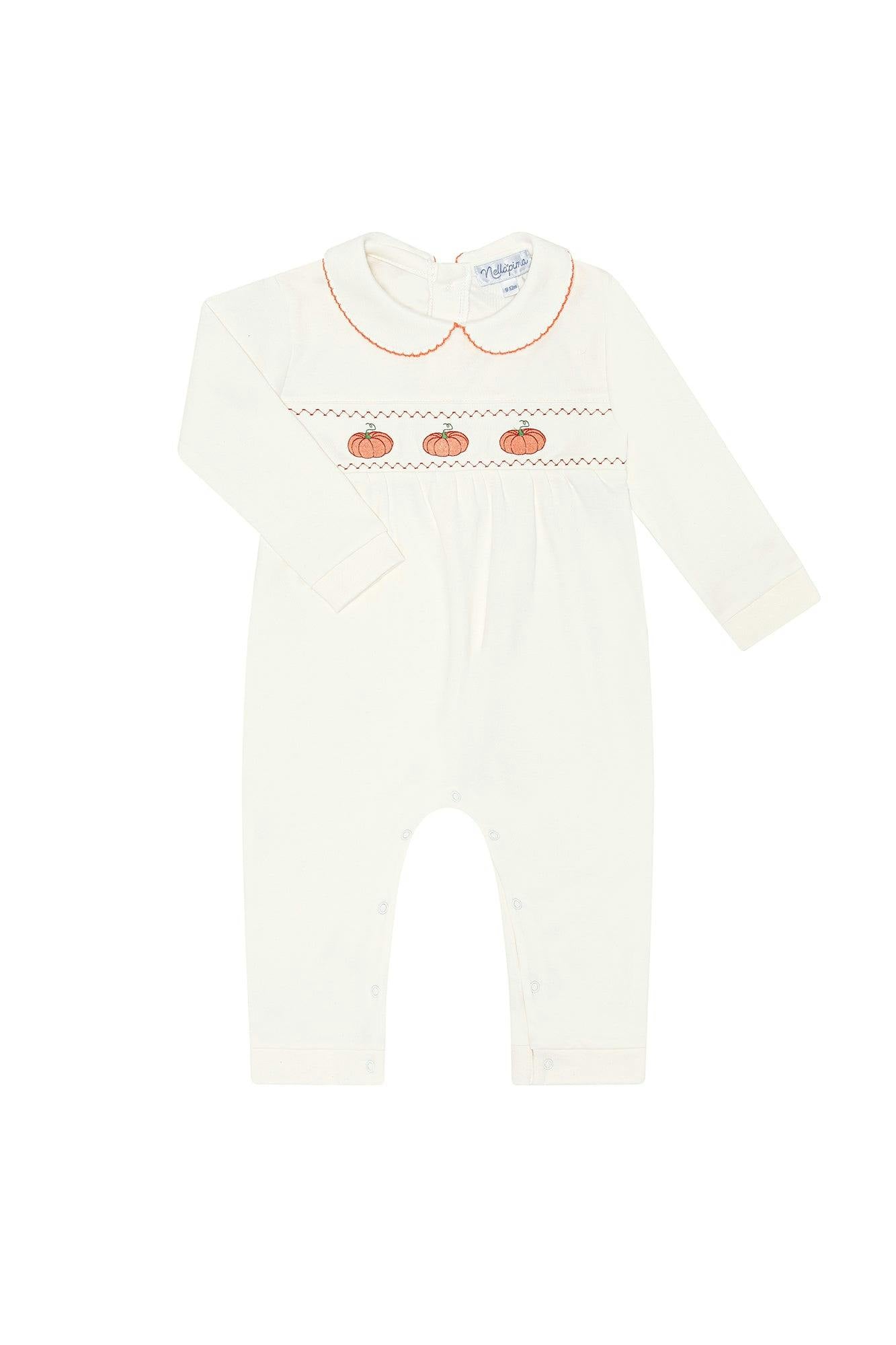Ivory Pumpkin Patch Embroidered Playsuit