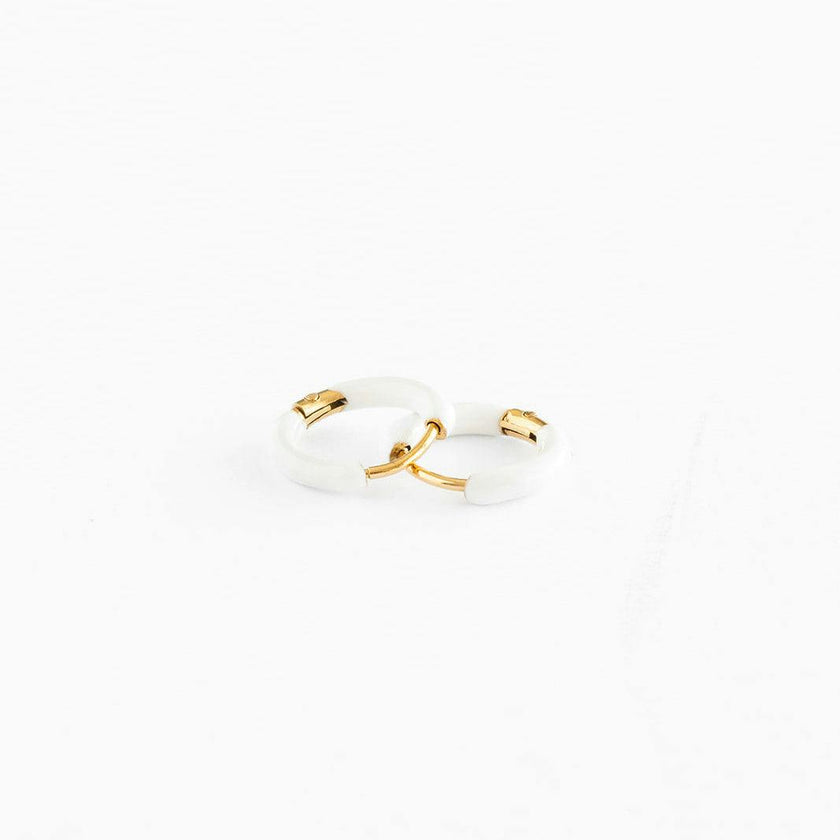 Daisy Charm + White Enamel Hoop Set