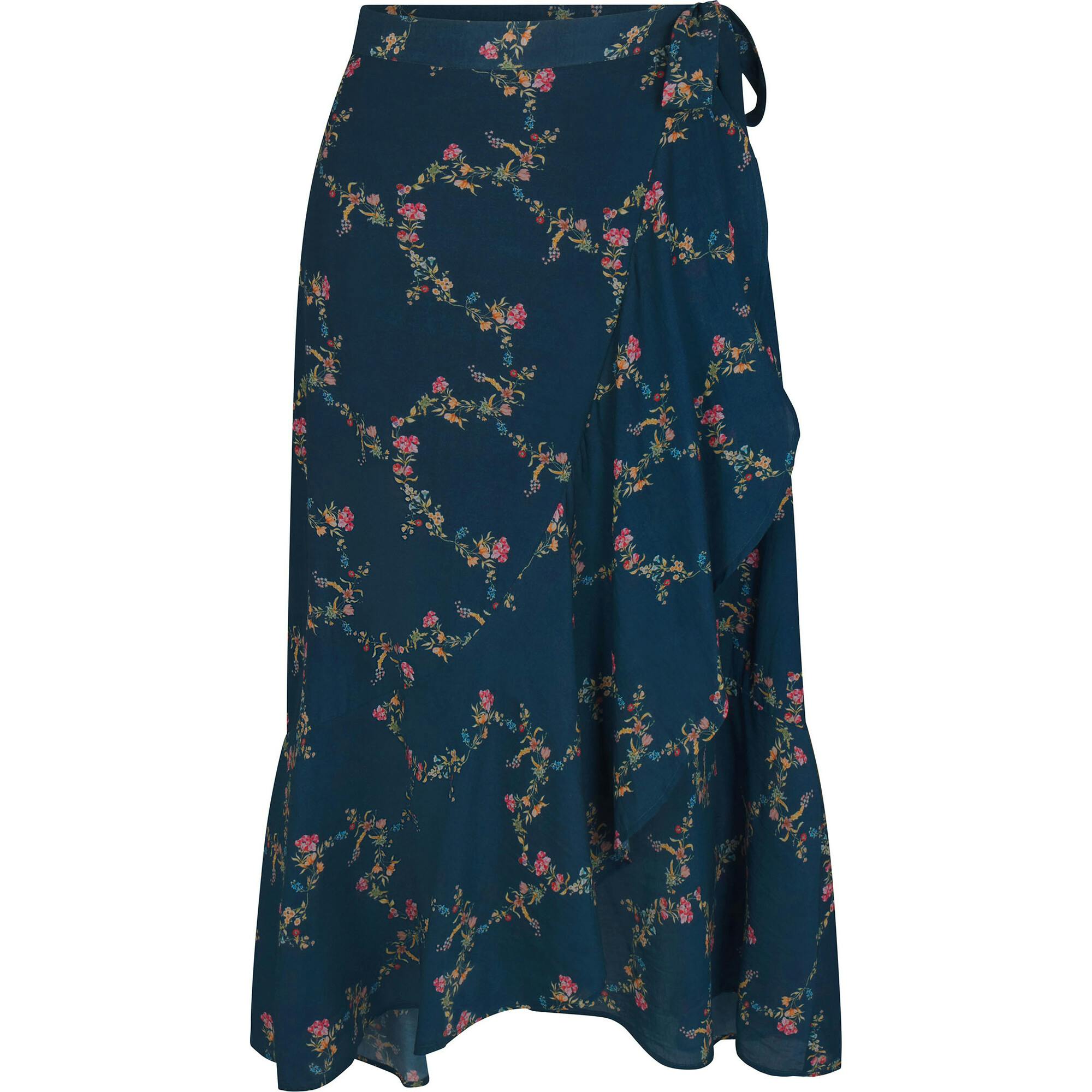 Women's Isabell Embroidered High-Low Ruffle Hem Swing Skirt, Multi