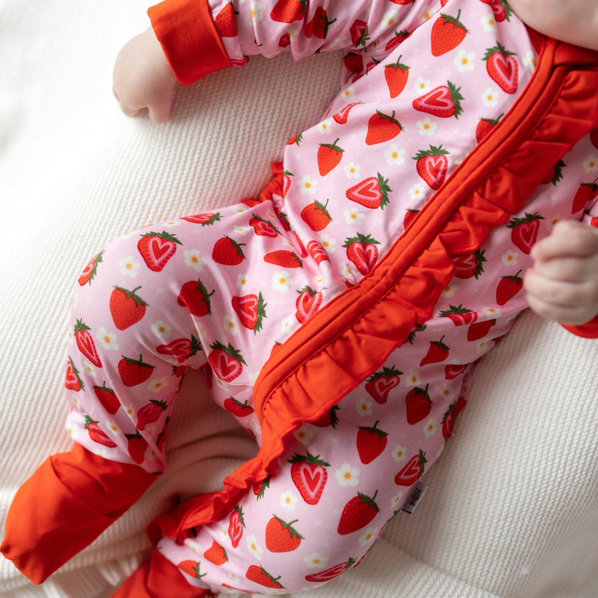 Strawberry Fields Ruffle Snoozer
