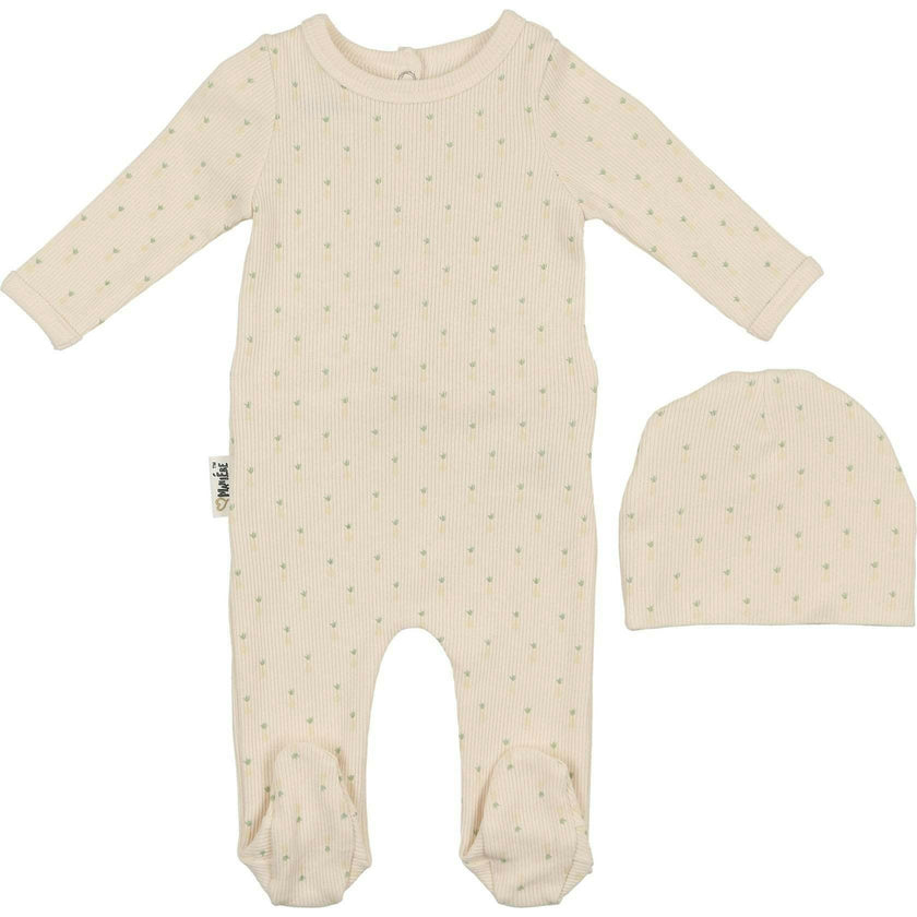 Ribbed Pineapple Footie and Beanie Set