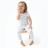 Blue Bows and Flowers - Short Sleeve Loungewear Set