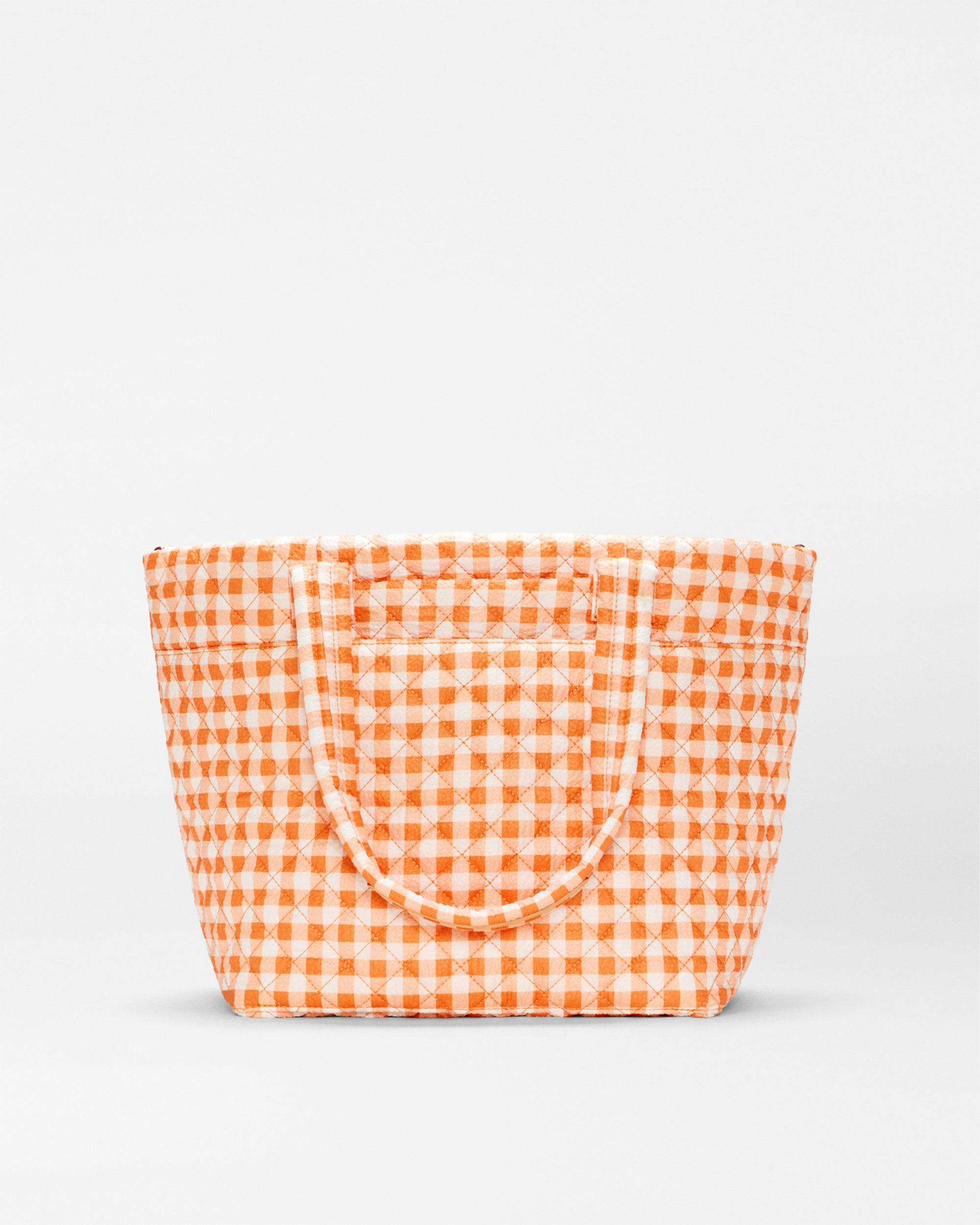 Sunset Orange Gingham Medium Metro Tote Deluxe
