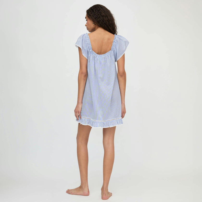 The Lucinda Nightgown - Blue/White Stripe