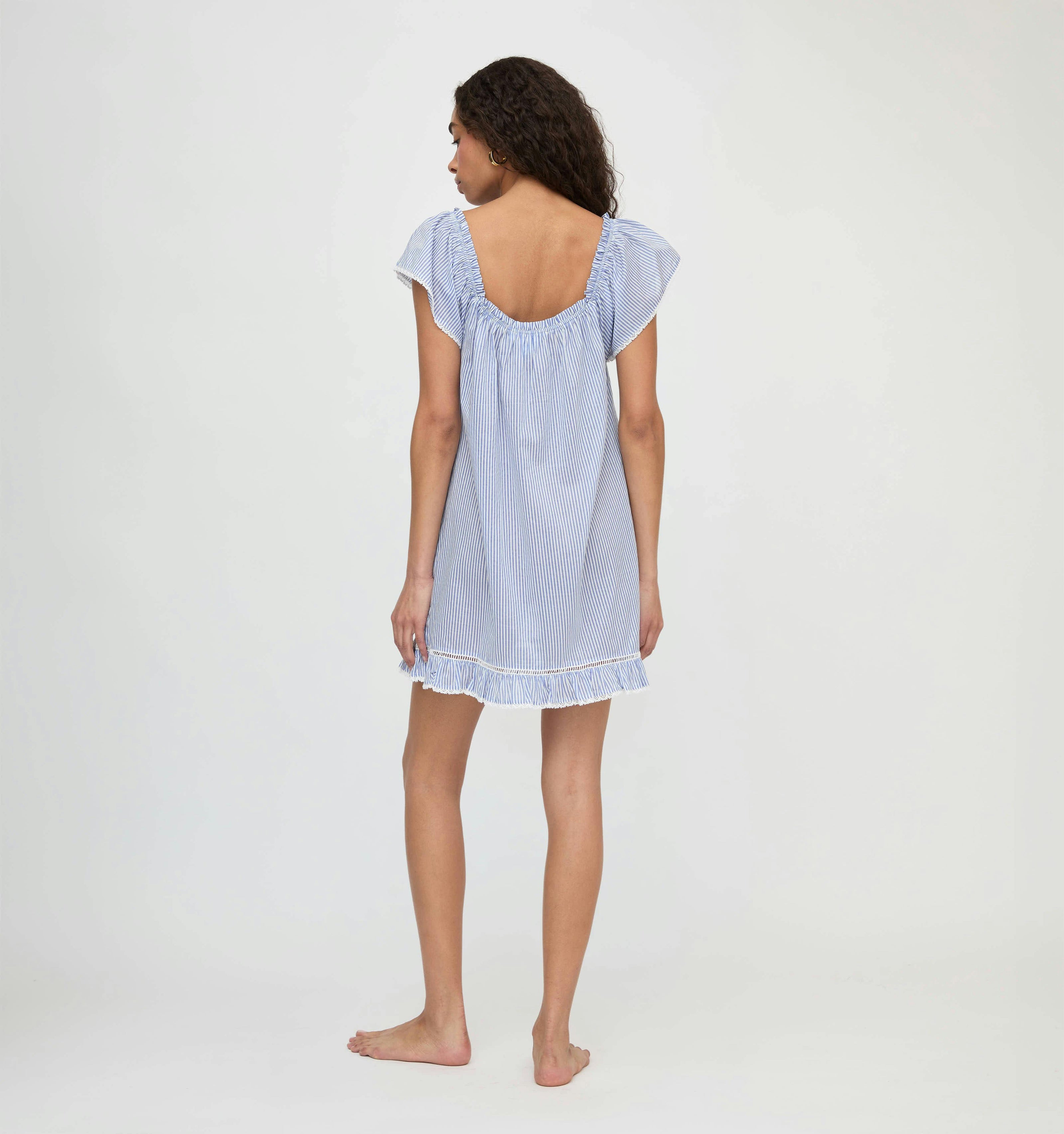 The Lucinda Nightgown - Blue/White Stripe