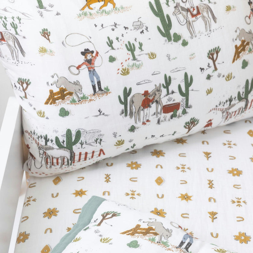 Cotton Muslin Pillowcase 2 Pack - Cowpoke