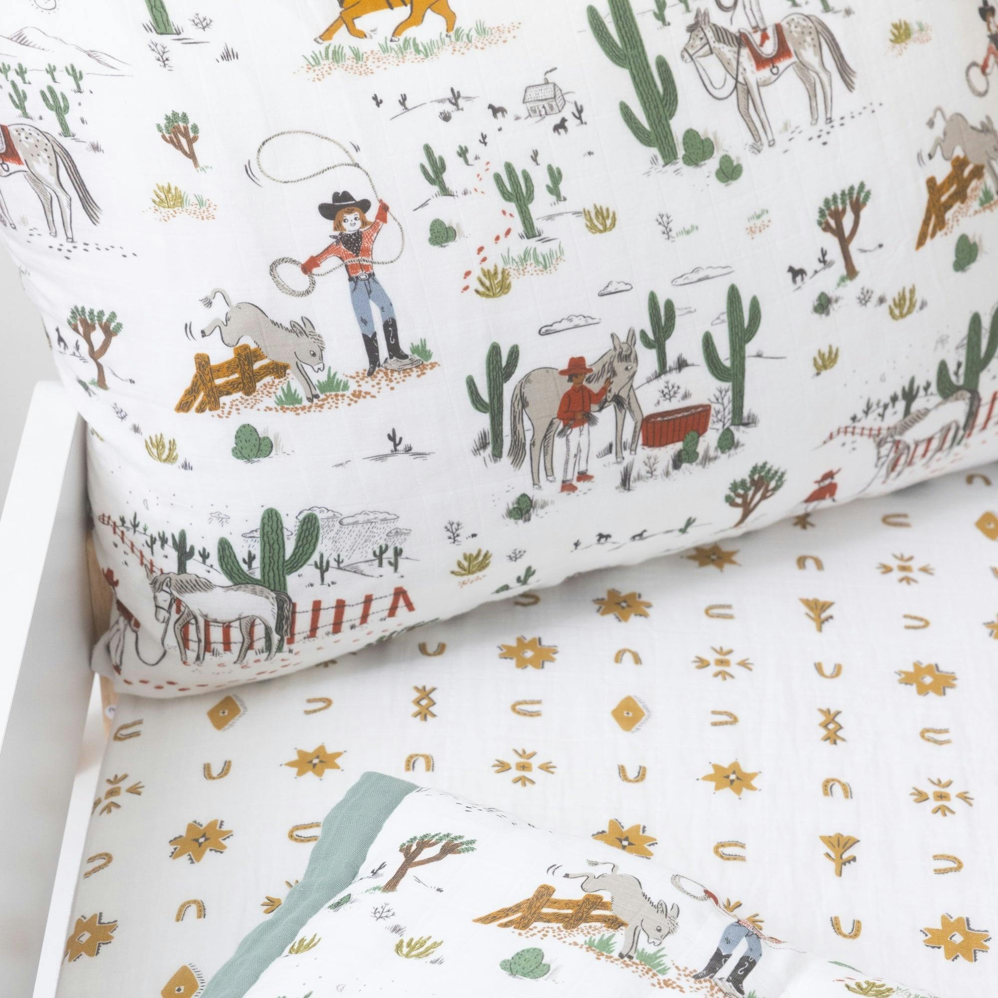 Cotton Muslin Pillowcase 2 Pack - Cowpoke