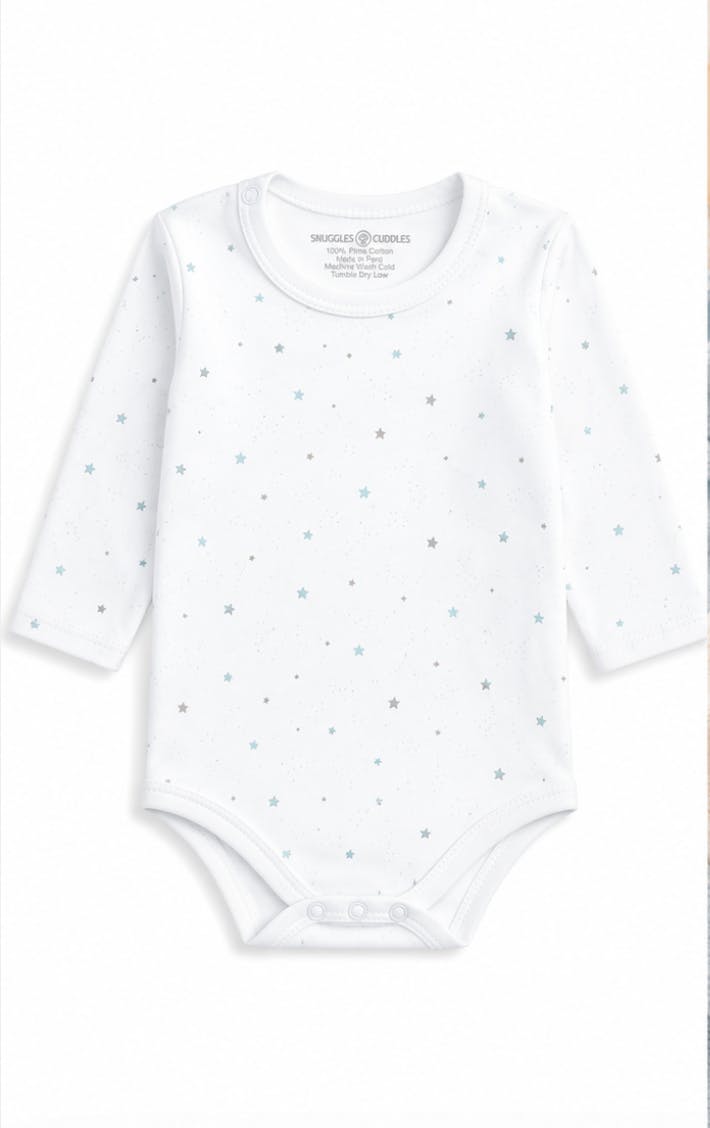 Stars Print Long Sleeve Bodysuit | 100% Peruvian Pima Cotton