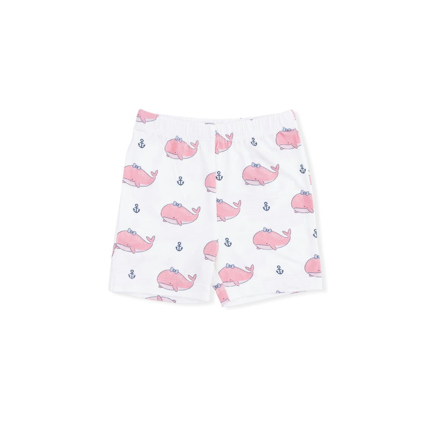 Bubbly Whale with Bow  Pink - Loungewear Short Set