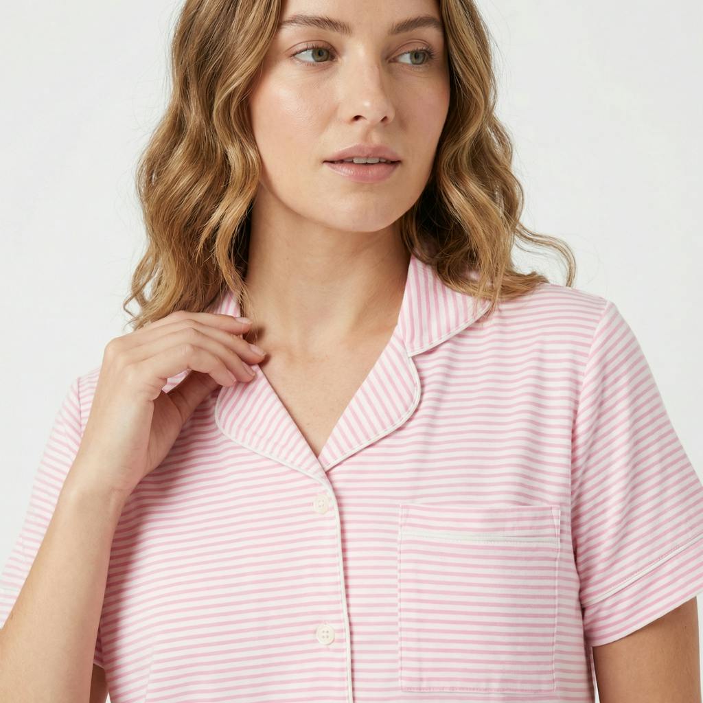 Ballet Stripe Short Sleeve & Shorts Bamboo Women's Pajama Set
