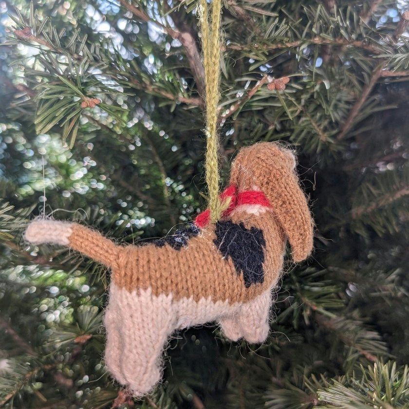 Basset Hound Hand Knit Christmas Ornament Arcadia Home