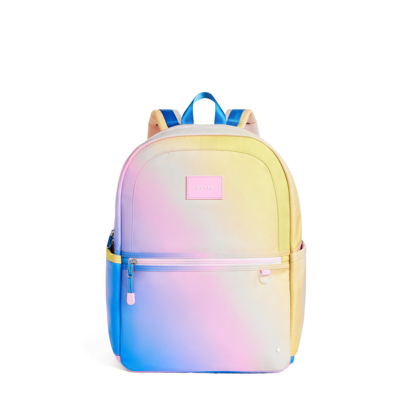 Kane Double Pocket Large Backpack, Blue/Pink/Yellow Gradient
