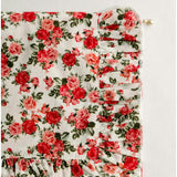 Crimson Rose Timeless Floral Ruffle Zipper Pouch