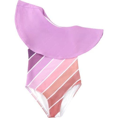 Purple Sands Rainbow One Shoulder Ruffle