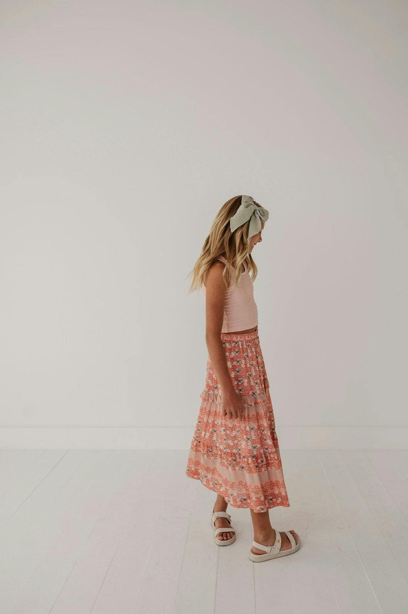 Girls Tiered Maxi Skirt in Ava Floral