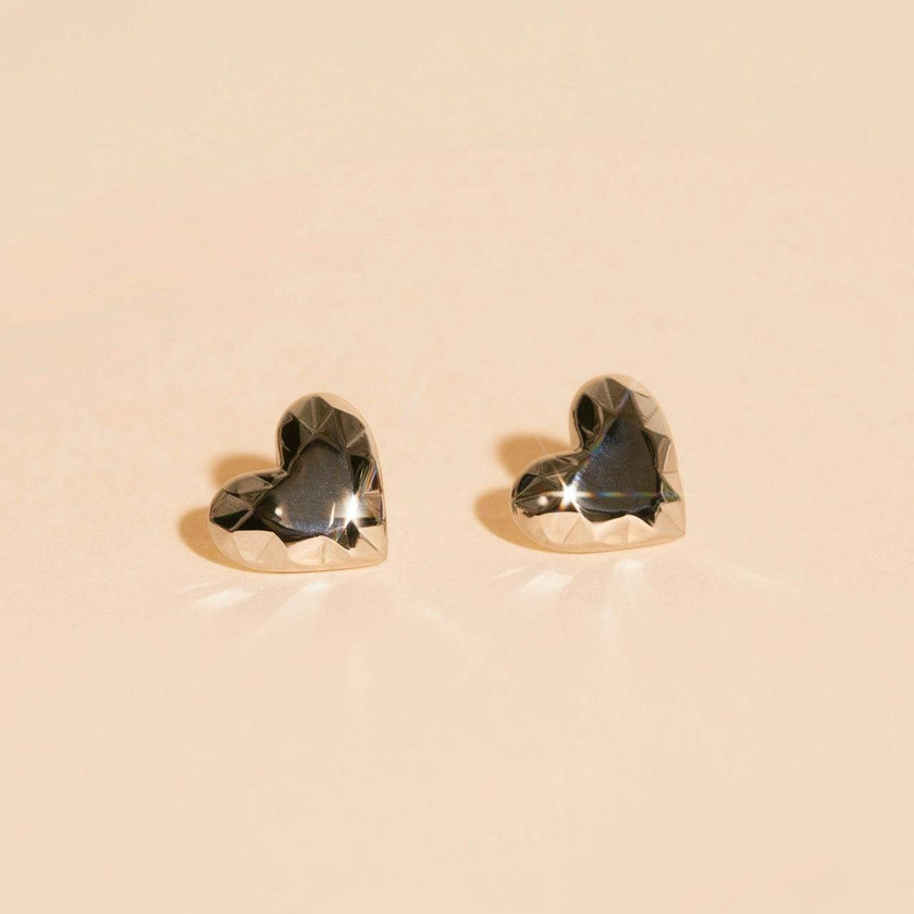 Geometric Heart Stud Earrings