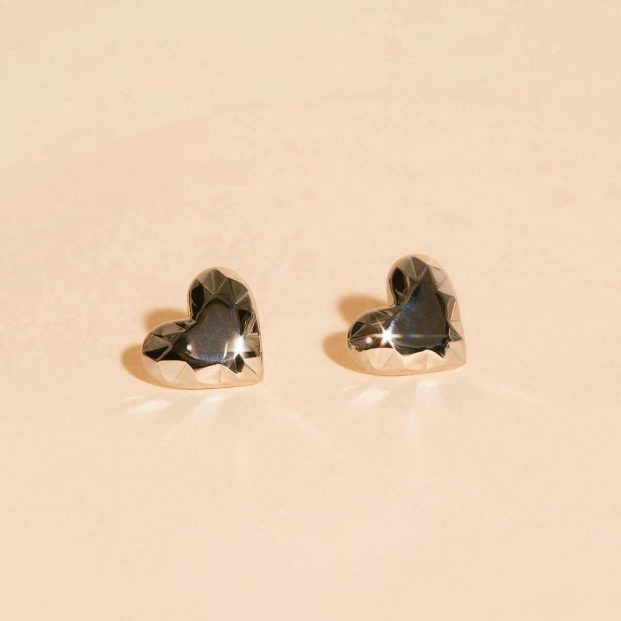 Geometric Heart Stud Earrings