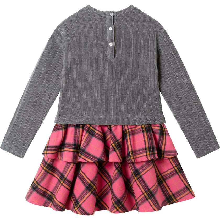 Kids Knit Top Plaid Skirt Dress