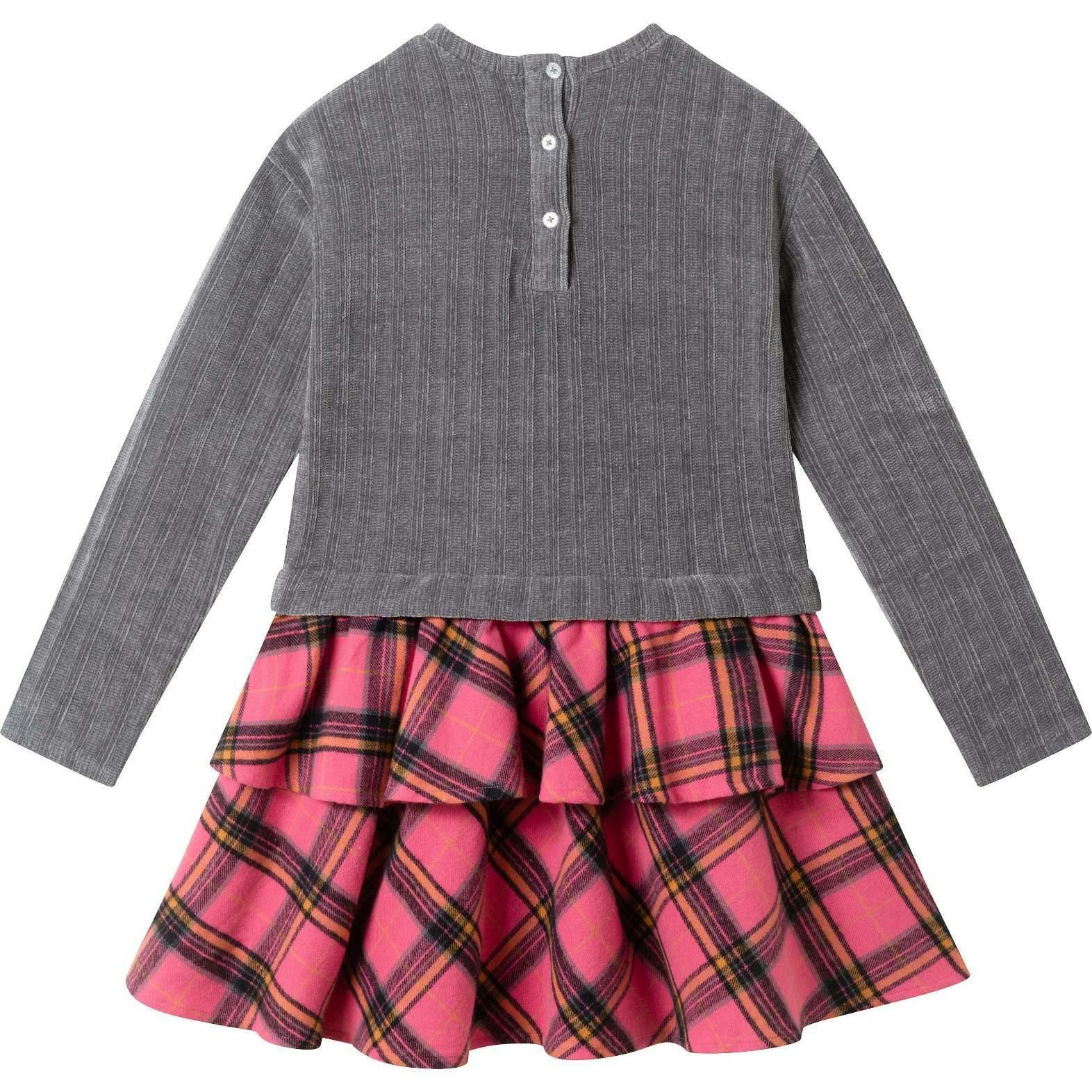 Kids Knit Top Plaid Skirt Dress
