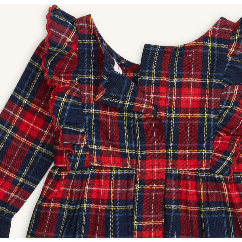 Magnetic Ruffle Romper HOLIDAY PLAID
