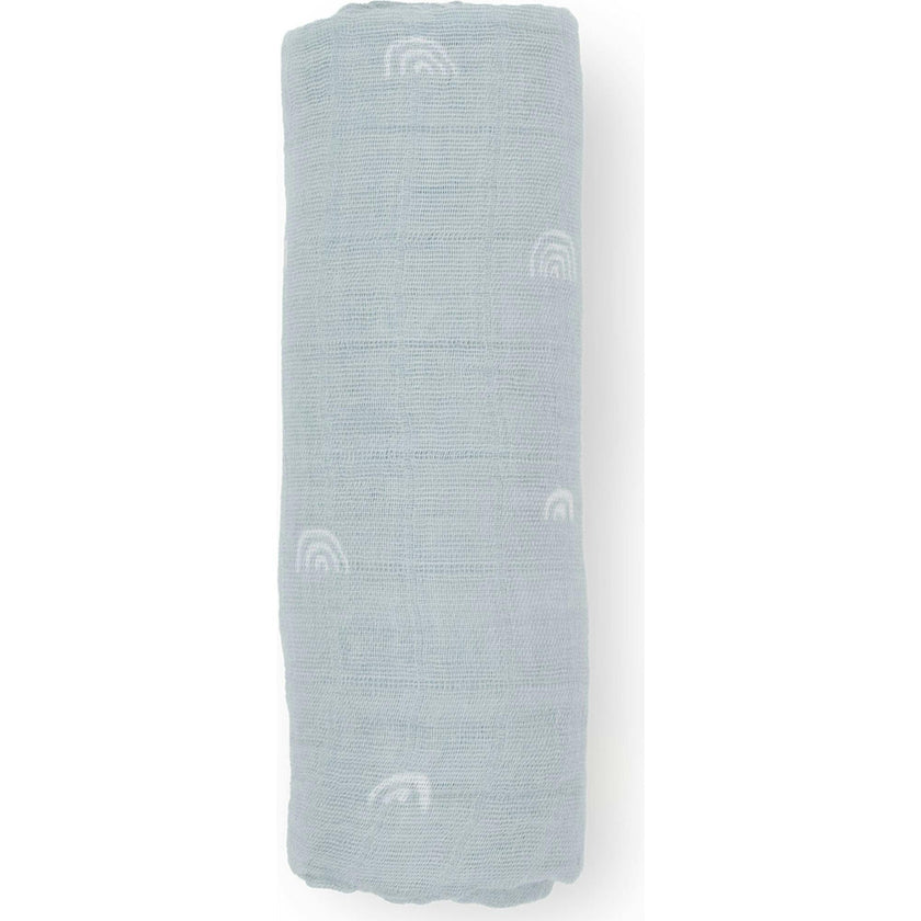 Cotton Muslin Swaddle Blanket - Blue Rainbow