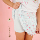 Sky Blue Floral Athletic Skort