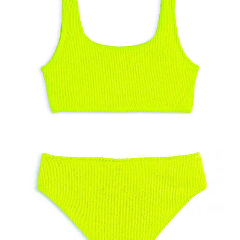 Fay Crinkle Tankini Two Piece Swimsuit - Lime
