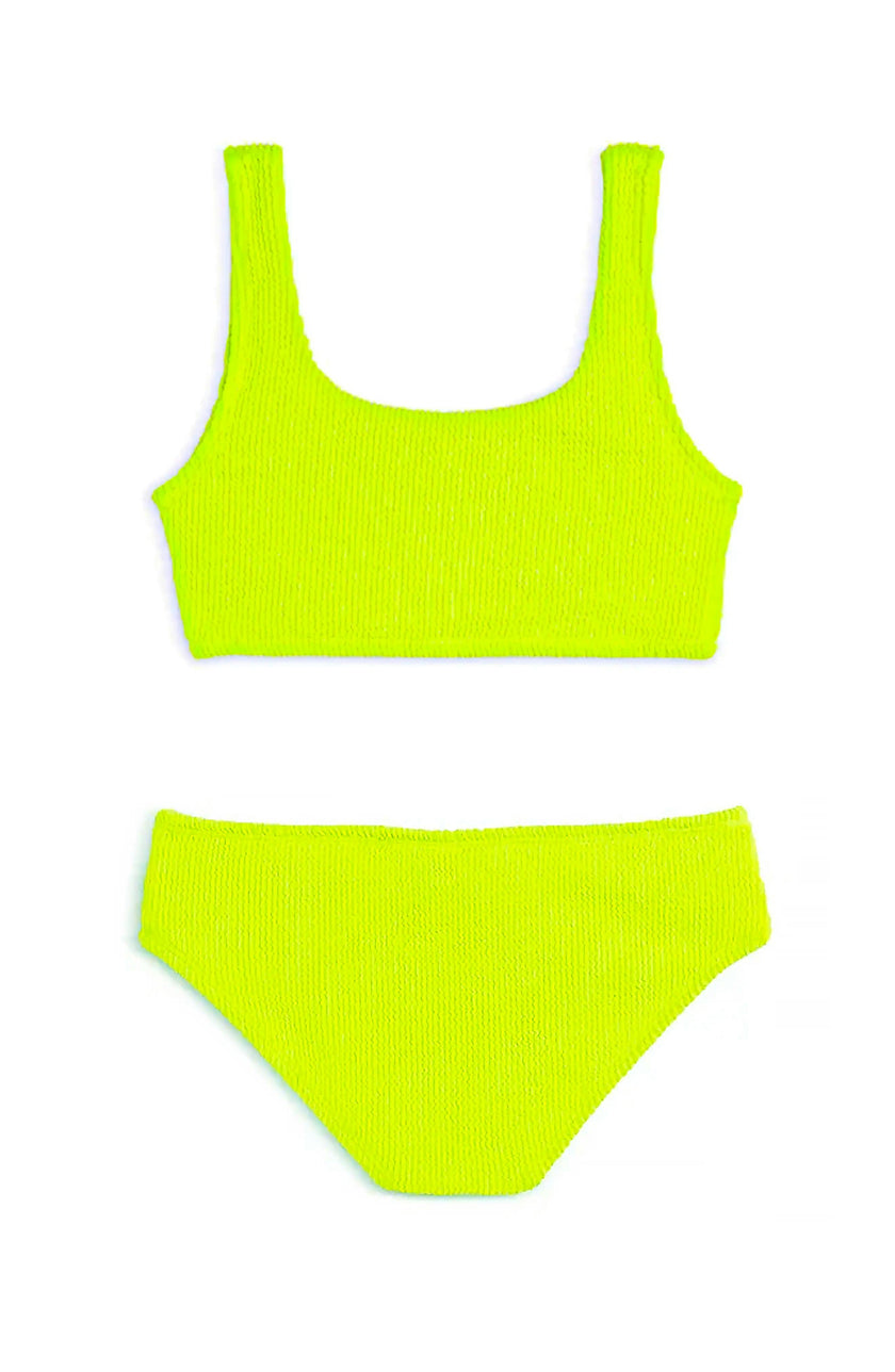 Fay Crinkle Tankini Two Piece Swimsuit - Lime